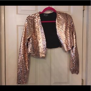 Nasty Gal Rose Gold Sequin Jacket In Small